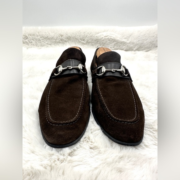 Gucci Men's Horse-bit accent suede driver brown Loafers 8.5 D - Picture 5 of 12